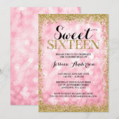 Roze Gold Faux Glitter Lights 16 oktober Kaart (Voorkant / Achterkant)