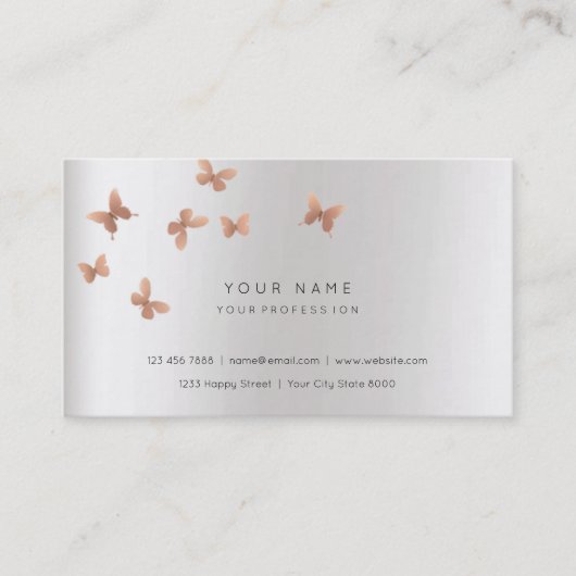 Roze Gold Faux White Grey Cooper Vip Parly Silver Visitekaartje (Voorkant)