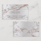 Roze Gold Faux White Grey Marble Vip Parly Silver Visitekaartje (Voorkant / Achterkant)