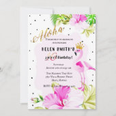 Roze Gold Flamingo Princess Aloha Sweet 16 Kaart (Voorkant)