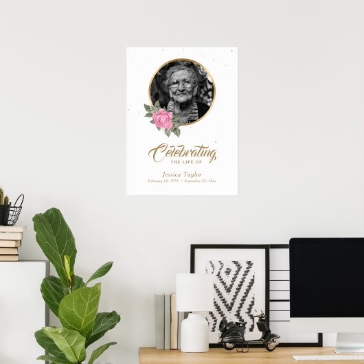 Roze Gold Floral - Beginnende foto Poster (Thuiskantoor)