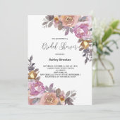 Roze Gold Floral Bridal Shower Kaart (Staand voorkant)