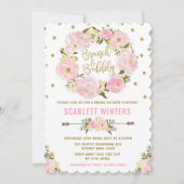 Roze Gold Floral Brunch & Bubble Shower Invitation Kaart (Voorkant)