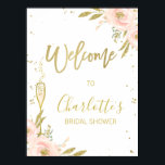 Roze Gold Floral Brunch Vrijgezellenfeest Welkom Poster<br><div class="desc">Roze Gold Floral Brunch Vrijgezellenfeest Welkomstwoord Poster Sweet vrijgezellenfeest welkomstbord met twee roze en faux goudflorale voorzieningen en faux goudpost en champagneglas. Dit mooie bloemetjesontwerp is een mooie manier om de scène te zetten voor een komend vrijgezellenfeest.</div>