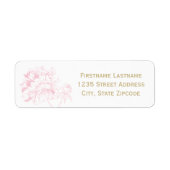 Roze Gold Floral Peony Wedding Return Address Etiket (Voorkant)