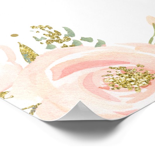 Roze Gold Floral Vrijgezellenfeest Poster (Hoek)