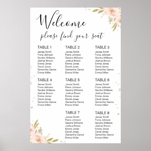 Roze Gold Floral Vrijgezellenfeest Poster (Voorkant)