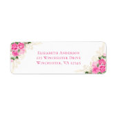 Roze Gold Floral Waterverf Wedding Return Address Etiket (Voorkant)