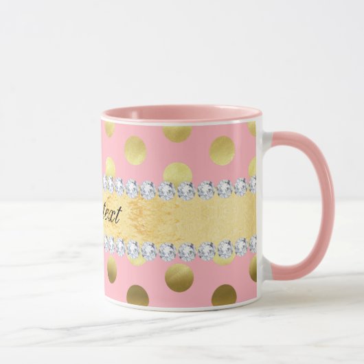 Roze Gold Foil Polka Dots Diamonds Mok (Rechts)