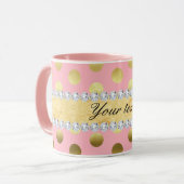 Roze Gold Foil Polka Dots Diamonds Mok (Voorkant links)