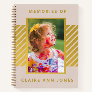 Roze Gold Foil Stripes Child Memory Notitieboek