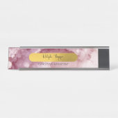 Roze Gold Foil Zee Crystals Signature Script Bureau Naambordje (Voorkant)