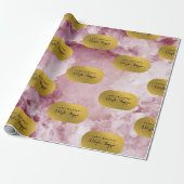 Roze Gold Foil Zee Crystals Signature Script Cadeaupapier (Uitgerold)