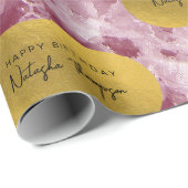 Roze Gold Foil Zee Crystals Signature Script Cadeaupapier (Rol Hoek)