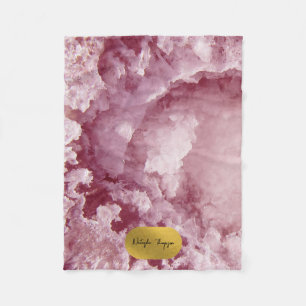 Roze Gold Foil Zee Crystals Signature Script Fleece Deken