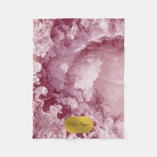 Roze Gold Foil Zee Crystals Signature Script Fleece Deken (Voorkant)