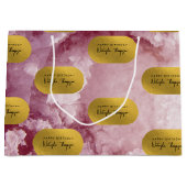 Roze Gold Foil Zee Crystals Signature Script Groot Cadeauzakje (Voorkant)