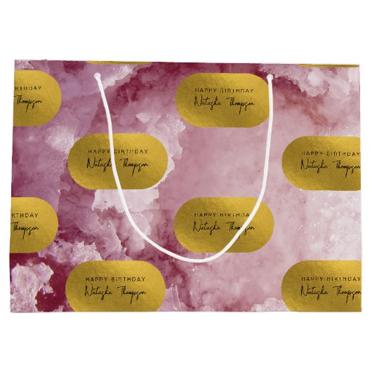 Roze Gold Foil Zee Crystals Signature Script Groot Cadeauzakje (Achterkant)