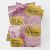 Roze Gold Foil Zee Crystals Signature Script Inpakpapier Vel (In situ)