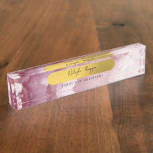 Roze Gold Foil Zee Crystals Signature Script Naambordje