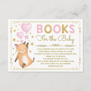 Roze Gold Fox Baby Girl Shower Breng een boekenkaa Informatiekaartje