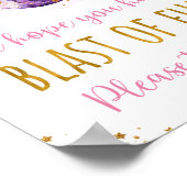 Roze Gold Galaxy Space Birthday Favor Sign Poster (Hoek)