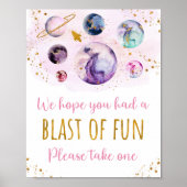 Roze Gold Galaxy Space Birthday Favor Sign Poster (Voorkant)