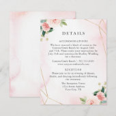 Roze & Gold Geometric Floral Guest — Details Card Informatiekaartje (Voorkant / Achterkant)
