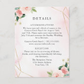 Roze & Gold Geometric Floral Guest — Details Card Informatiekaartje (Voorkant)