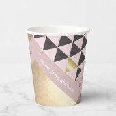 Roze Gold Geometric Pattern Graduparty Papieren Bekers (Links)