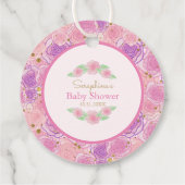 Roze Gold Girly Rozen Baby shower Hartelijk dank Bedankjes Labels (Achterkant)