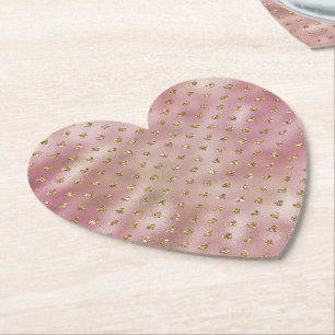 Roze Gold Glam Ombre Gold Glitter Hearts Kartonnen Onderzetters