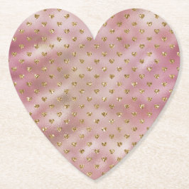 Roze Gold Glam Ombre Gold Glitter Hearts Kartonnen Onderzetters