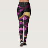 Roze Gold Gliter en zwarte Leopard Yoga Leggings (Achterkant)