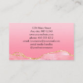 Roze Gold Glitter Agate Feminine Small Business Visitekaartje (Achterkant)