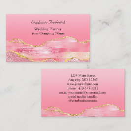 Roze Gold Glitter Agate Feminine Small Business Visitekaartje