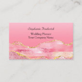 Roze Gold Glitter Agate Feminine Small Business Visitekaartje (Voorkant)