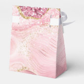Roze Gold Glitter Agate Marble 15th Quinceañera Bedankdoosjes (Achterkant)
