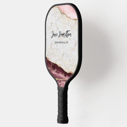 Roze Gold Glitter Agate Marble Pickleball Paddle (Links)
