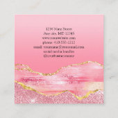 Roze Gold Glitter Agate Trendy Small Business Vierkante Visitekaartje (Achterkant)