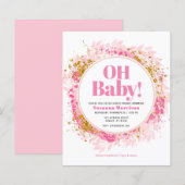 Roze Gold Glitter Baby Girl Shower (Voorkant / Achterkant)