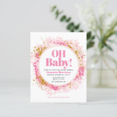 Roze Gold Glitter Baby Girl Shower (Staand voorkant)