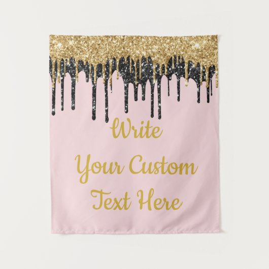 Roze Gold Glitter Birthday Photo Booth Backdrop Wandkleed (Voorkant)