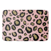 Roze Gold Glitter & Black Leopard Cheetah Print Badmat (Voorkant)