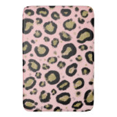 Roze Gold Glitter & Black Leopard Cheetah Print Badmat (Voorkant Verticaal)