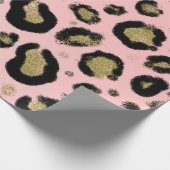 Roze Gold Glitter & Black Leopard Cheetah Print Cadeaupapier (Hoek)