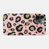 Roze Gold Glitter & Black Leopard Cheetah Print Case-Mate iPhone Case (Achterkant (horizontaal))