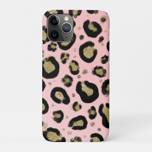 Roze Gold Glitter & Black Leopard Cheetah Print Case-Mate iPhone Case (Achterkant)