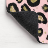 Roze Gold Glitter & Black Leopard Cheetah Print Muismat (Hoek)