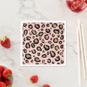 Roze Gold Glitter & Black Leopard Cheetah Print Servet (Insitu)
